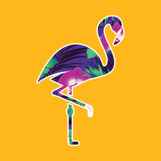 Tropical Flamingo Floral Purple T-Shirt