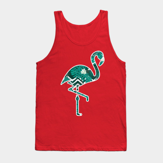 Tropical Floral Flamingo Blue Tank Top by logiamerch