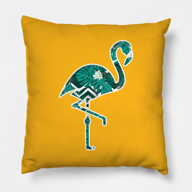 Tropical Floral Flamingo Blue Pillow by logiamerch