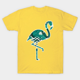 Tropical Floral Flamingo Blue T-Shirt