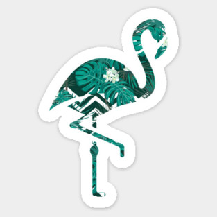 Tropical Floral Flamingo Blue Sticker