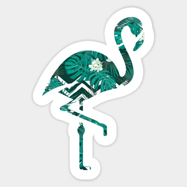 Tropical Floral Flamingo Blue Sticker by logiamerch