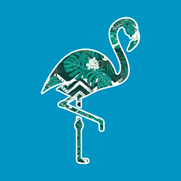 Tropical Floral Flamingo Blue by logiamerch