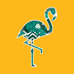 Tropical Floral Flamingo Blue T-Shirt