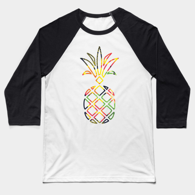 Tropical Pineapple Geometric Baseball T-Shirt by logiamerch