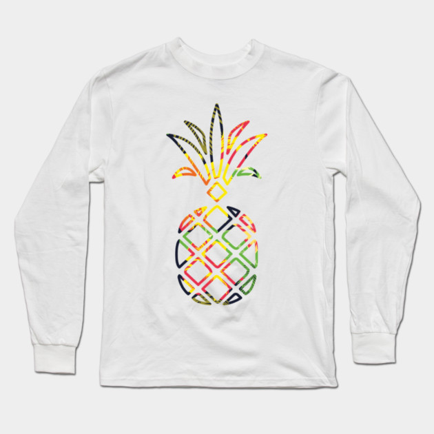 Tropical Pineapple Geometric Long Sleeve T-Shirt by logiamerch