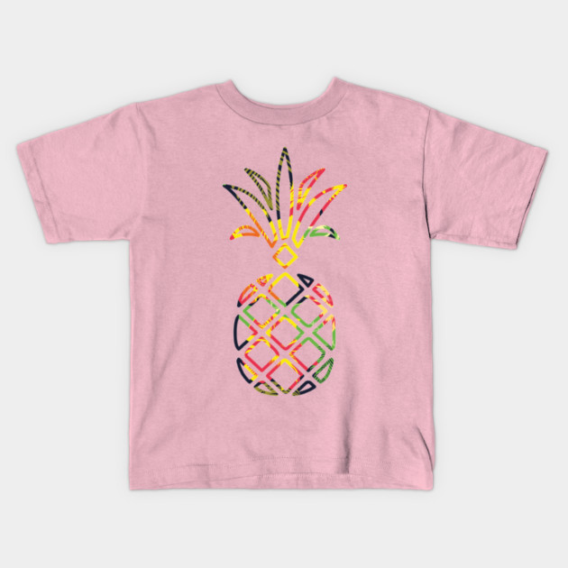 Tropical Pineapple Geometric Kids T-Shirt by logiamerch
