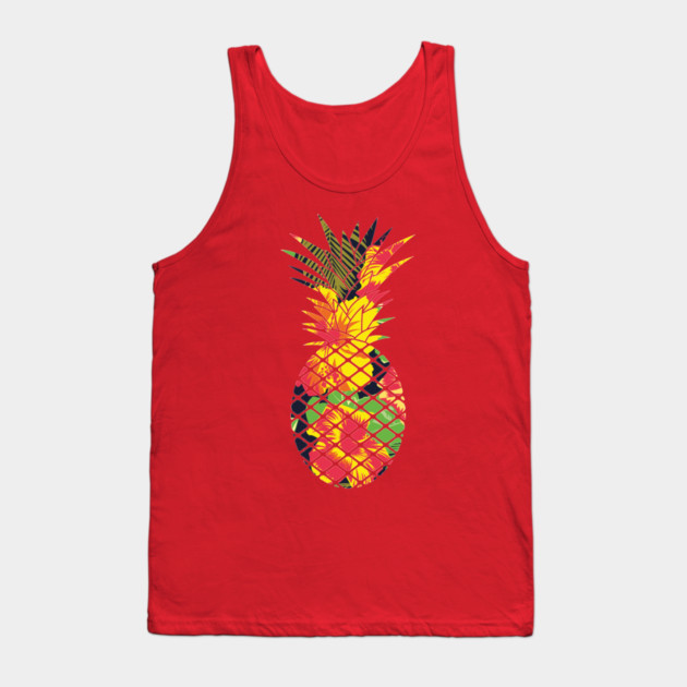 Tropical Pineapple Geometric Floral Tank Top by logiamerch