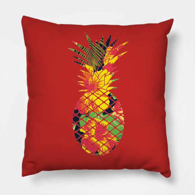 Tropical Pineapple Geometric Floral Pillow by logiamerch