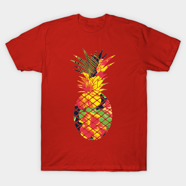 Tropical Pineapple Geometric Floral T-Shirt by logiamerch