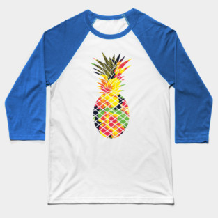 Tropical Pineapple Geometric Floral Baseball T-Shirt