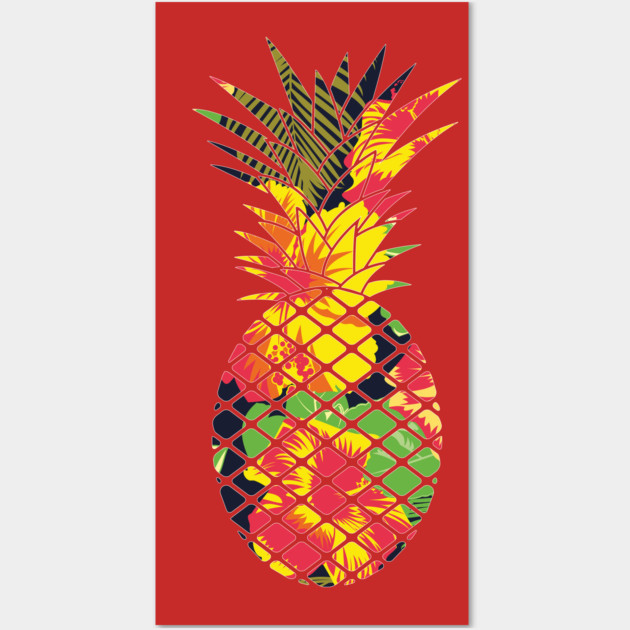Tropical Pineapple Geometric Floral Wall Art by logiamerch