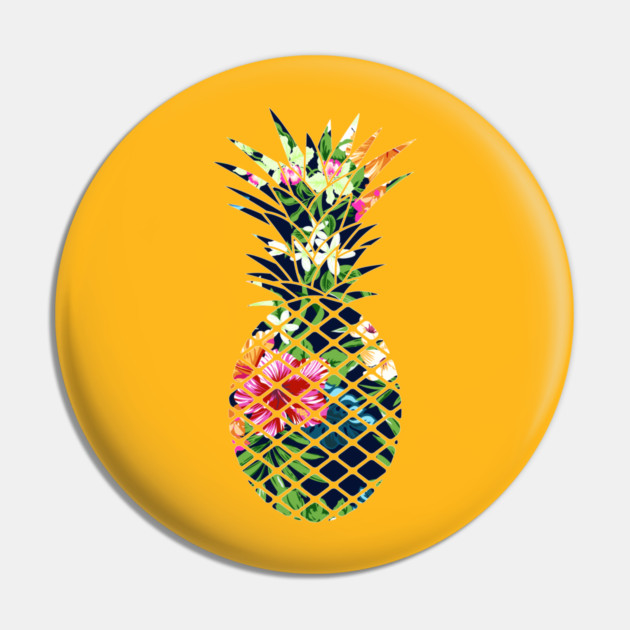 Tropical Geometric Pineapple Dark Blue Floral Pin by logiamerch