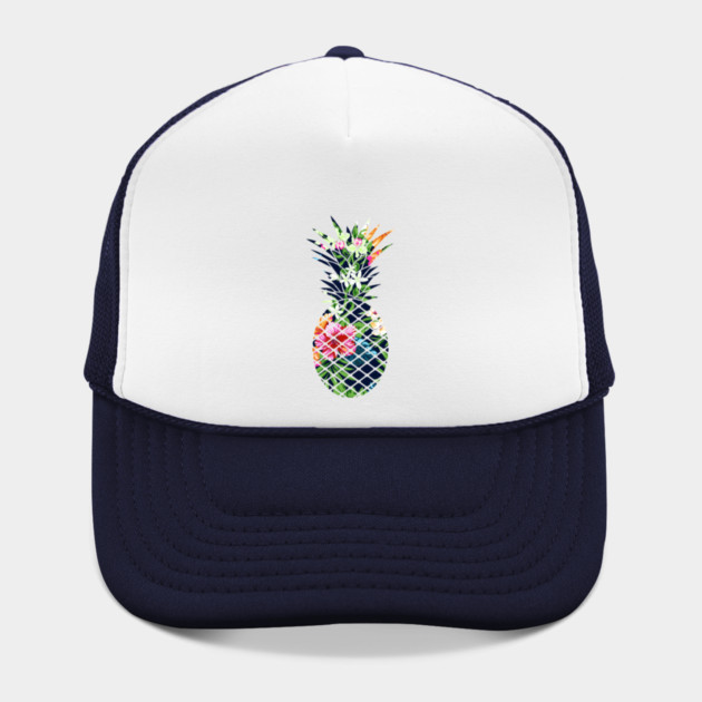 Tropical Geometric Pineapple Dark Blue Floral by logiamerch