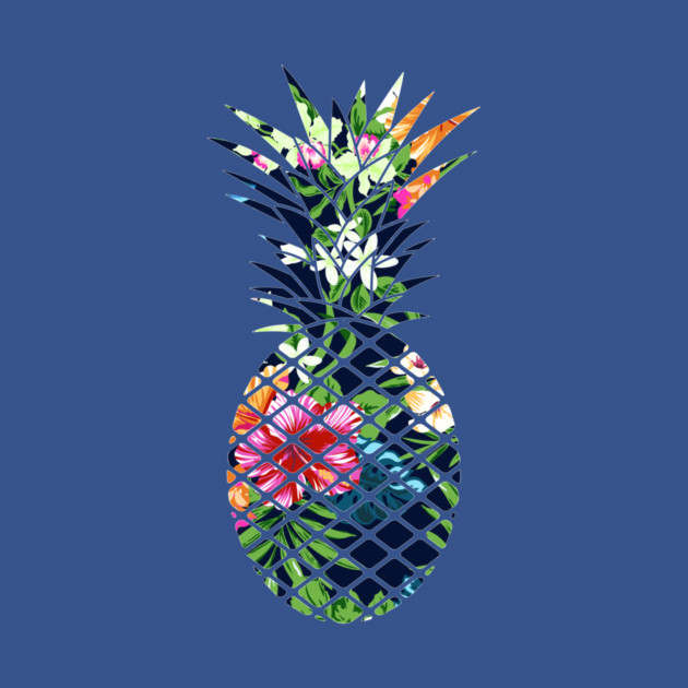 Tropical Geometric Pineapple Dark Blue Floral by logiamerch