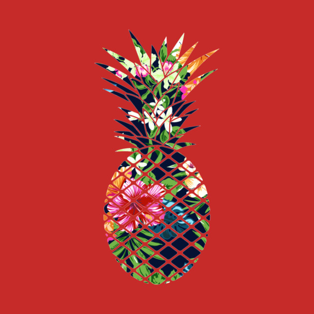 Tropical Geometric Pineapple Dark Blue Floral by logiamerch