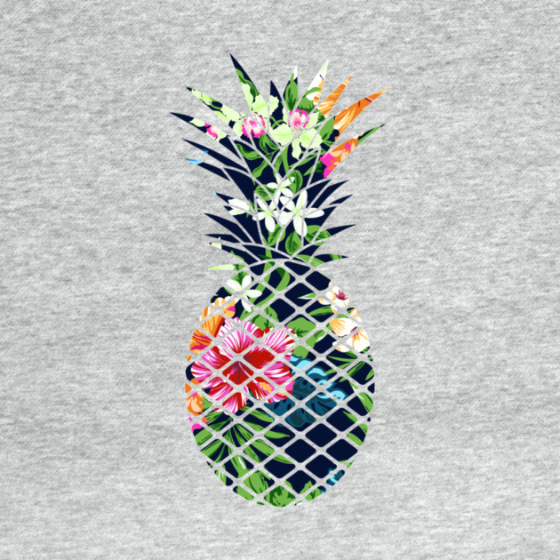 Tropical Geometric Pineapple Dark Blue Floral by logiamerch