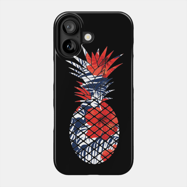Tropical Floral Geometric Pineapple Red Blue Phone Case by logiamerch
