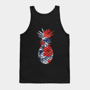 Tropical Floral Geometric Pineapple Red Blue Tank Top
