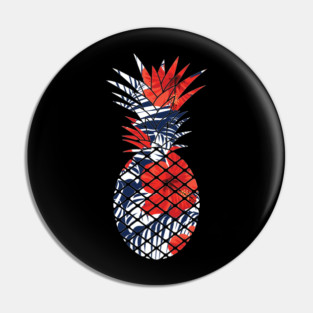 Tropical Floral Geometric Pineapple Red Blue Pin