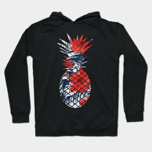 Tropical Floral Geometric Pineapple Red Blue Hoodie