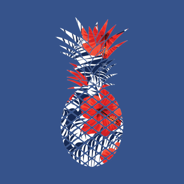 Tropical Floral Geometric Pineapple Red Blue by logiamerch
