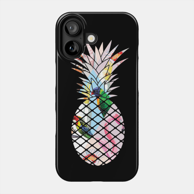 Tropical geometric Floral Bird Pineapple Phone Case by logiamerch