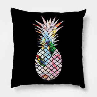 Tropical geometric Floral Bird Pineapple Pillow
