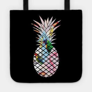 Tropical geometric Floral Bird Pineapple Tote