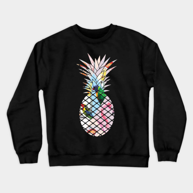Tropical geometric Floral Bird Pineapple Crewneck Sweatshirt by logiamerch