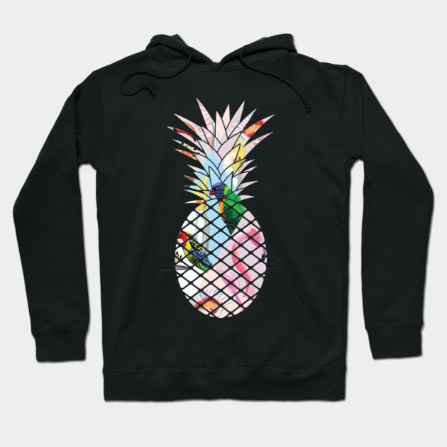 Tropical geometric Floral Bird Pineapple Hoodie by logiamerch