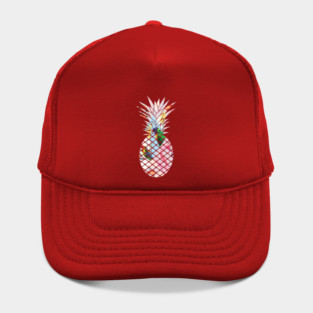 Tropical geometric Floral Bird Pineapple Hat