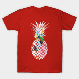 Tropical geometric Floral Bird Pineapple T-Shirt