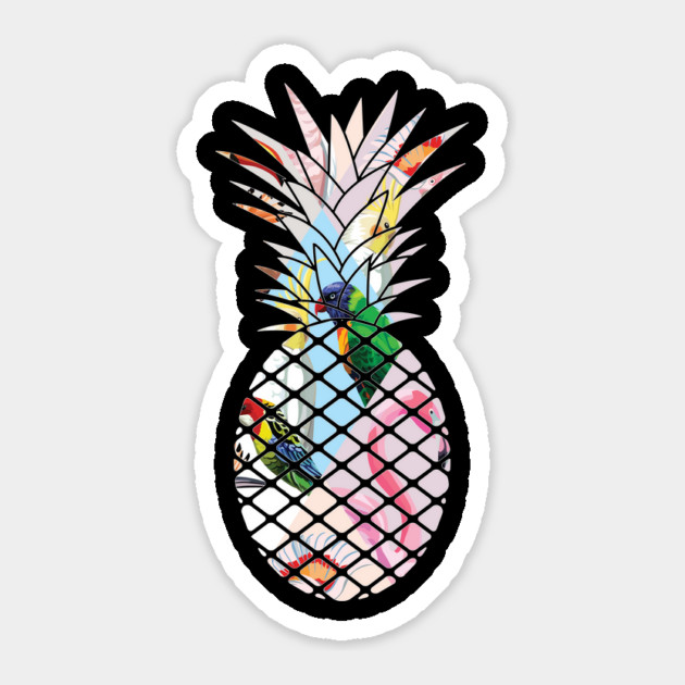 Tropical geometric Floral Bird Pineapple Sticker by logiamerch