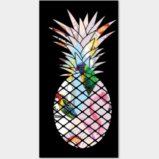 Tropical geometric Floral Bird Pineapple Posters and Art