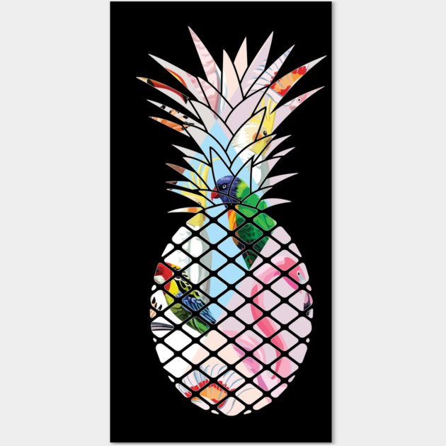Tropical geometric Floral Bird Pineapple Wall Art by logiamerch