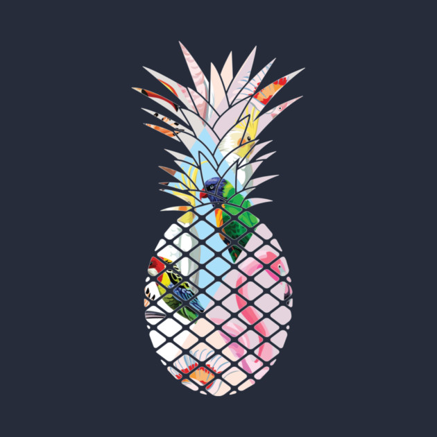 Tropical geometric Floral Bird Pineapple by logiamerch