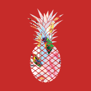 Tropical geometric Floral Bird Pineapple T-Shirt