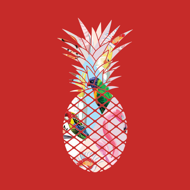 Tropical geometric Floral Bird Pineapple by logiamerch