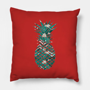 Blue Tropical Floral Geometric Pineapple Pillow
