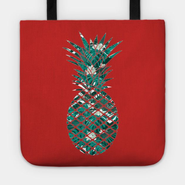 Blue Tropical Floral Geometric Pineapple Tote by logiamerch