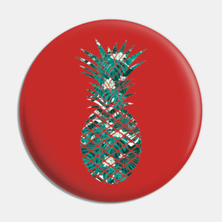 Blue Tropical Floral Geometric Pineapple Pin