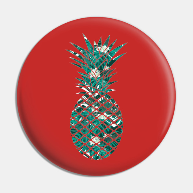 Blue Tropical Floral Geometric Pineapple Pin by logiamerch