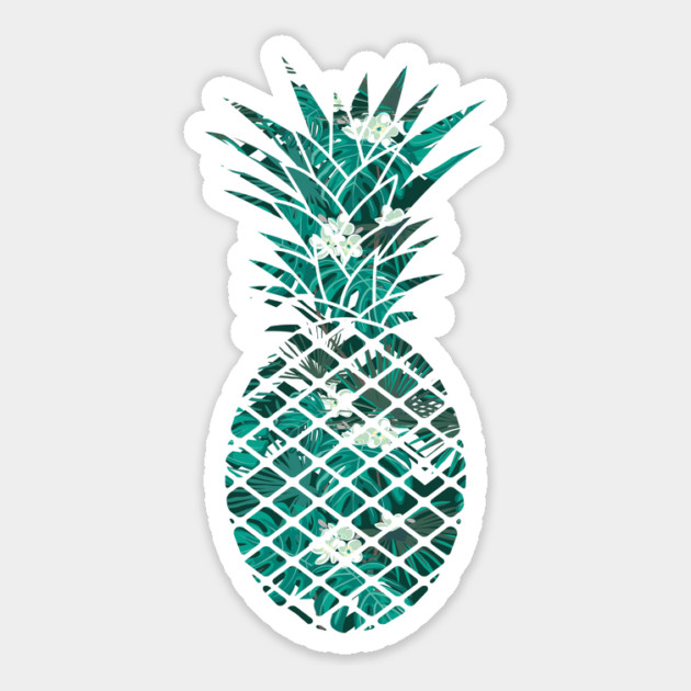 Blue Tropical Floral Geometric Pineapple Sticker by logiamerch
