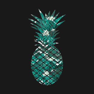 Blue Tropical Floral Geometric Pineapple T-Shirt