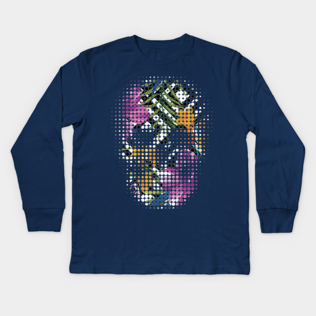 Tropical Skull Dots Kids Long Sleeve T-Shirt by logiamerch