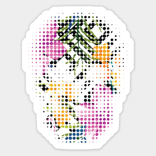 Tropical Skull Dots Sticker by logiamerch