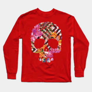 Tropical Floral Skull Long Sleeve T-Shirt