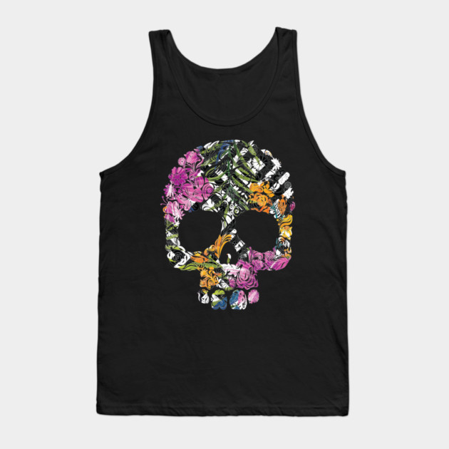 Tropical Floral Skull Tank Top by logiamerch