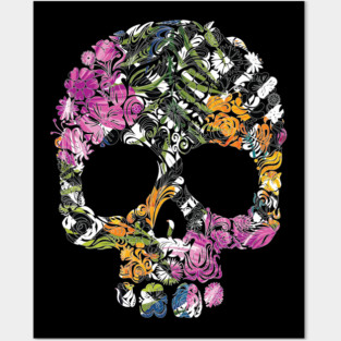 Tropical Floral Skull Posters and Art